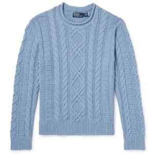 🩵BNWT Polo Ralph Lauren Cashmere Blend Cable Knit Crewneck Sweater🩵